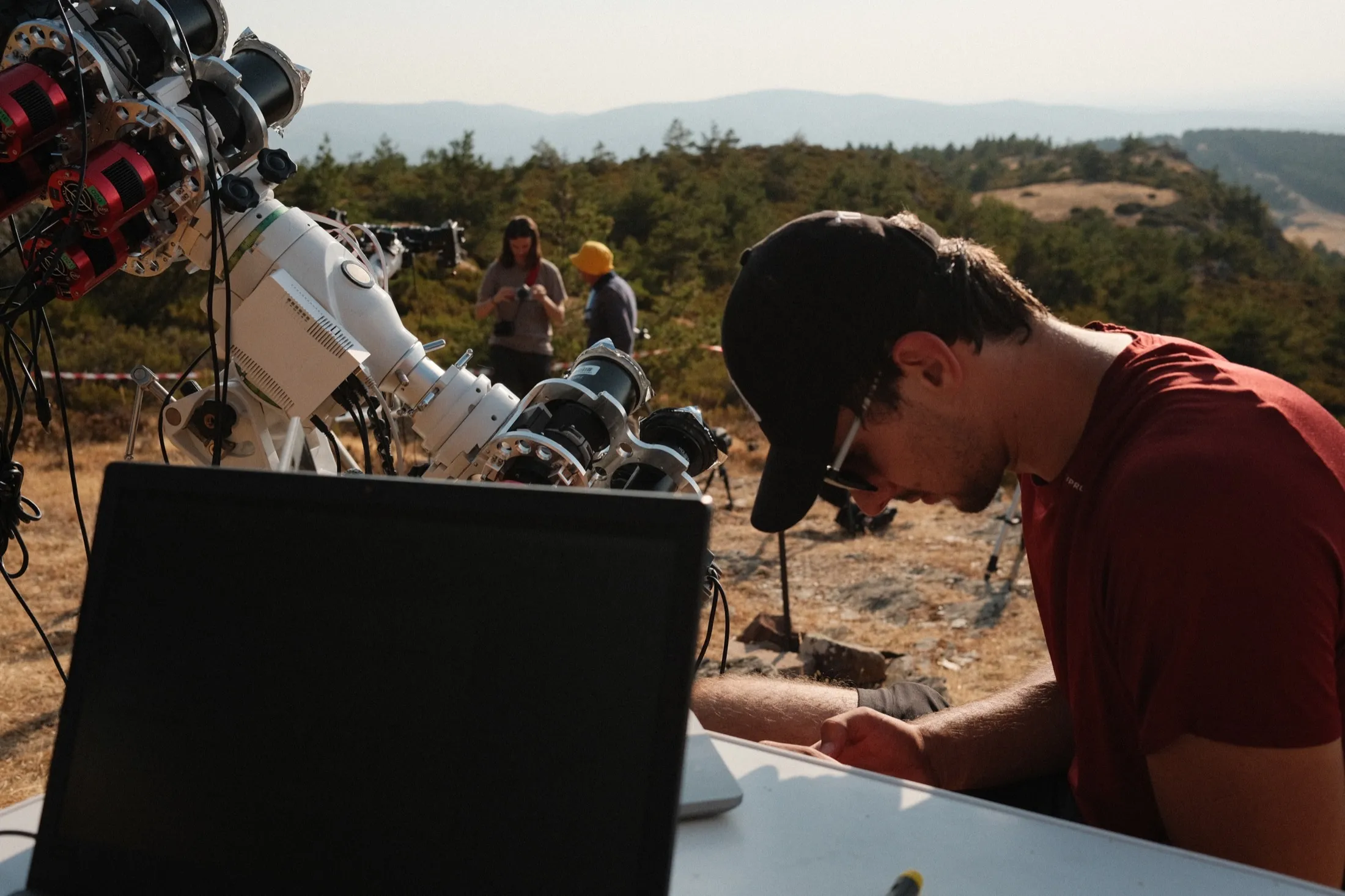 Instrument array on the Pico Trigaza slope with mountains beyond