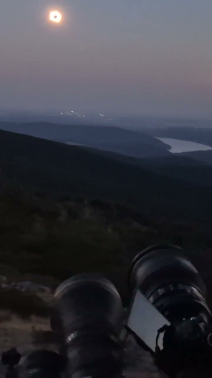 Total solar eclipse over the Burgos observing ridge at dusk